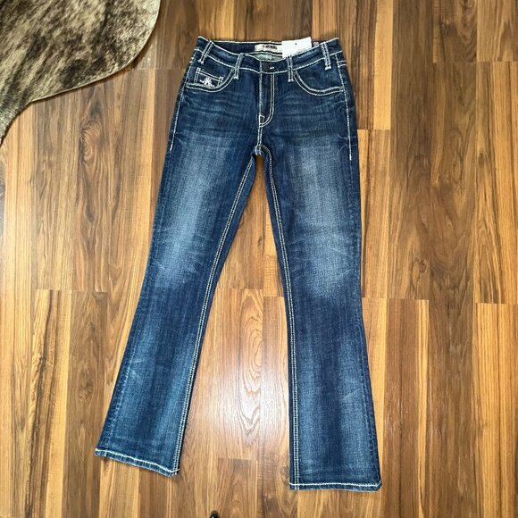 Rock & Roll Denim Midrise Bootcut Aztec Steer Women's Riding Jeans (26x34) NEW - Picture 2 of 14